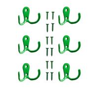 Yesmin 6 Pcs Double Prong Robe Hooks, Dual Coat Hooks Wall Mounted Hanging Clothes for Bathroom Bedroom Door Wall Retro Metal Cloth Hanger Double Coat Hooks with 8 Screws-Green