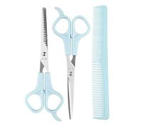Yesmin Blue Hair Cutting Scissors Set - Professional Barber Shears for Home Use, Includes Pet Grooming Trimmer, for Men, Women, Kids
