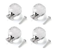 Yesmin Crystal Door Knobs,4 Pcs 30MM Crystal Drawer Carbinet Door Handle Puller with Screws for Home Kitchen Office Drawer Cupboard Closet