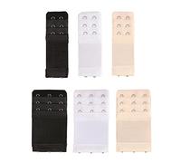 Yesmin Pack of 6 Bra Strap Extenders Extensions Elastic Extender Set 2 Hook & 3 Hooks 1.3cm Spacing (White, Black and Beige)