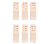 Yesmin Pack of 6 Bra Strap Extenders Extensions Elastic Extender Set 2 Hooks 1.3cm Spacing (Beige)