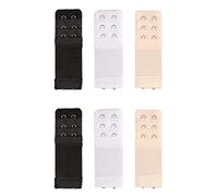 Yesmin Pack of 6 Bra Strap Extenders Extensions Elastic Extender Set 2 Hooks 1.3cm Spacing (White, Black and Beige)
