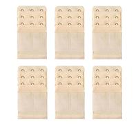 Yesmin Pack of 6 Bra Strap Extenders Extensions Elastic Extender Set 3 Hooks 1.3cm Spacing (Beige)