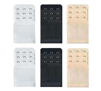 Yesmin Pack of 6 Bra Strap Extenders Extensions Elastic Extender Set 3 Hooks 1.3cm Spacing (White, Black and Beige)