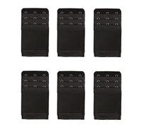 Yesmin Pack of 6 Bra Strap Extenders Extensions Elastic Extender Set 3 Hooks 1.9cm Spacing (Black)