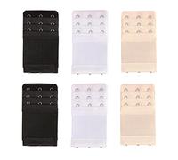 Yesmin Pack of 6 Bra Strap Extenders Extensions Elastic Extender Set 3 Hooks 1.9cm Spacing (White, Black and Beige)