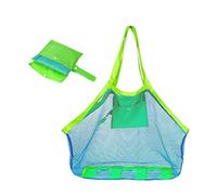Yesmin Thickened Sand proof Mesh Beach - Outdoor Swimming Pool Children's Large Capacity Storage Lightweight Foldable Waterproof Travel Bag (Green Mesh Blue Bag)