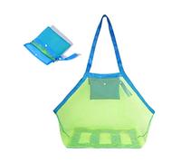 Yesmin Thickened Sand proof Mesh Beach - Outdoor Swimming Pool Children's Large Capacity Storage Lightweight Foldable Waterproof Travel Bag (Blue mesh Green bag)