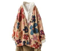 YESNO Women Cardigans Knitted Graphic Long Sleeve Jumpers V-Neck Button Sweaters Tops with Pockets 3XL S01TYP3UK CR101