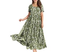 YESNO Women Short Sleeve Boho Summer Maxi Dress with Pockets S EJFUK CR441