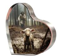 Yesnote Christian Gifts for Women Men, Jesus and Lamb Art with Cross, Birthday Baptism Religious Inspirational Thank You Gift for Mom Sister Friend Home Church Decor