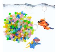 Yesnote Fish Tank Decorations Floating Diver Aquarium Accessories,100 Luminous Stone Glow in The Dark Pebble and 2 Floating Diver Ornaments for Fish Tank Decor