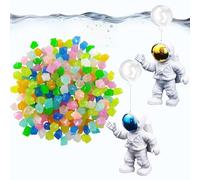 Yesnote Floating Fish Tank Decoration Astronaut Set, 100pcs Glow in the Dark Rocks Glowing Pebbles and 2 Floating Astronauts Aquarium Decorations Ornaments for Fish Tank Decor
