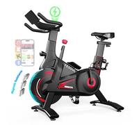 YESOUL Self-Powered Exercise Bike with Dynamic LED Lights - Stable Triangle Frame, Dual-Stage Drive, 300 lbs Capacity, Silent Magnetic Resistance, Compact Indoor Stationary Bike for Home