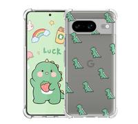 YESPURE for Google Pixel 8 Phone Case Cute Cartoon Dinosaur Pattern Case Clear Transparent Cover Soft TPU Bumper Shockproof Protective Phone Cover for Google Pixel 8 - Green Dinosaur