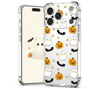 YESPURE Halloween Case for iPhone 17 Pro Clear Cute Ghost Bats Pumpkin Printed Design Phone Cover Kids Soft Slim Fit Cornors Bumper Shockproof Protective Cell Phone Case Cover for iPhone 17 Pro