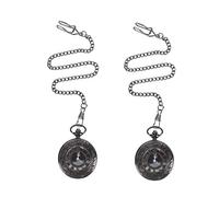 Yessetry 2X Vintage Steampunk Black Roman Numerals Necklace Quartz Pendant Pocket Watch Gift