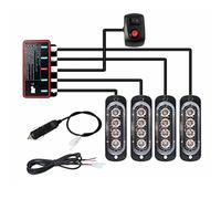 Yessetry 4PCS 4LED Stroboscopes 12V Strobe Light 4 in 1 Car Emergency Light Beacon Emergency Fashing Light (Red-Yellow Light)