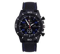 Yessetry Men's Sport Wrist Watch with Casual Analog Silicone Strap Black Blue