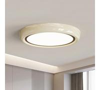 YESSRON Cream LED Flush Mount Ceiling Light, 14.9" Dimming Ceiling Lights Fixture, 48W Round Cream Beige Ceiling Lamp for Kitchen Porch Bedroom Hallway Stairwell, with Remote Control