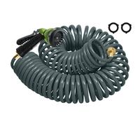 YESTAR 25FT EVA Coil Garden Hose with 3/4'' Brass Connector, 7 Spray Patterns, Gray, 1 Pack