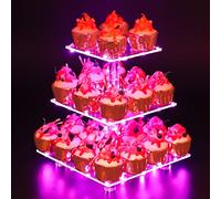 YestBuy 3 Tier Square Cupcake Stand (Pink Light)