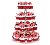 YestBuy 4 Tier Acrylic Cupcake Stand, Premium Holder - Clear Display Tower for 38 Cupcakes, Perfect for Pastry, Wedding, Birthday Parties