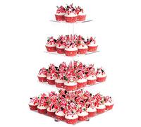 YestBuy 4 Tier Acrylic Cupcake Stand with Base, Cake Stand, Premium Cupcake Holder, Acrylic Cupcake Tower Display Cady Bar Party Décor - Display for Pastry (6" Between 2 Layers)…