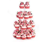 YestBuy 4 Tier Round Acrylic Cupcake Stand with Base, Premium Cupcake Holder, Acrylic Cupcake Tower Display Cady Bar Party Décor - Display for Pastry (4" Between 2 Layers)