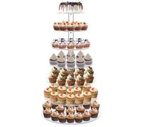 YestBuy - Cupcake Stand, Acrylic Cupcake Tower Tree, 7 Tier Large Pastry Stand, Clear Cupcake Stand for Party, Wedding, Baby Shower