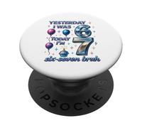Yesterday I Was 6 Today I’m 7 Six Seven Bruh Birthday Shirt PopSockets Adhesive PopGrip