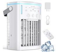 Yestono Portable Air Conditioners,3-Speed Small AC Fan, Portable Air Cooler with Remote,Timer function,7-Color Night light,3-Level Mist modes for Bedroom,Office,Room,Camping.