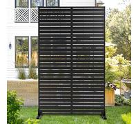 YESUNEED Metal Privacy Screen Outdoor 72" H×44" W,Freestanding Decorative Privacy Screen for Balcony Yard&Garden,Privacy Fence Black&Louvered(5 Panels)