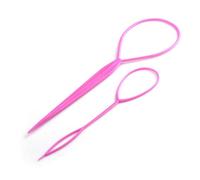 YESURPRISE 2 Pcs Topsy Tail Hair Styler Hair Help Hair Twister Spin Snare Loop Pink