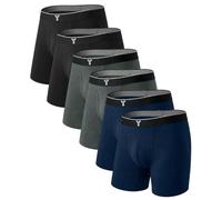 YESWEL Bamboo Boxers Mens 6 Pack, Long Leg Mens Underwear, Anti-Chafing Moisture Wicking Boxer Shorts for Men, Elasticated Waistband Underpants, No Itchy Labels Trunks (Multicolor 01, XXL)