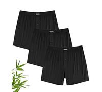 YESWEL Bamboo Mens Boxers, M Black Loose Fit Boxers With Button Fly, Comfortable Underwear Trunks, Tag-free Underpants Pack of 3