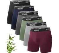 YESWEL Mens Boxers 6 Pack, Bamboo Long Leg Boxer Shorts (Multi 02, 2XL)