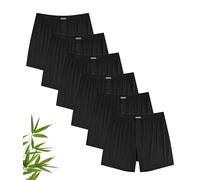 YESWEL Mens Boxers, Bamboo Boxers L Black Loose Fit With Button Fly, Comfortable Underwear Trunks, Tag-free Underpants Pack of 6