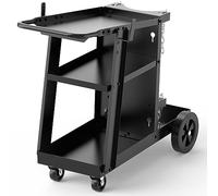 YESWELDER 3-Tier Welding Cart with Tilt-Table | 117KG load trolley, features push handle, securing chains & MIG/TIG/plasma space