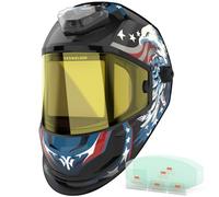 YESWELDER Panoramic View Auto Darkening Welding Helmet, Large Viewing True Color with LED Lighting & Type-C Charging Welder Mask, LYG-1980GK-BE