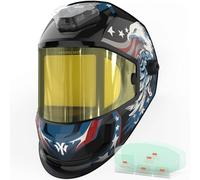 YESWELDER Panoramic View Auto Darkening Welding Helmet, Large Viewing True Color with LED Lighting & Type-C Charging Welder Mask, LYG-1980GK-BE