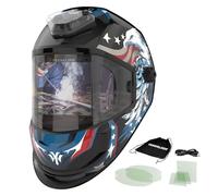 YESWELDER Panoramic View Auto Darkening Welding Helmet, Large Viewing True Color with LED Lighting & Type-C Charging Welder Mask, LYG-1980GK-BE