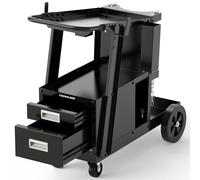 YESWELDER Welding Cart，2-Tier with 2 Drawers for MIG Welder TIG Welder and Plasma Cutter, Tank Storage Safety Chains, Heavy Duty Large Storage 360° Swivel Wheels Welding Trolley