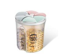 Yeswell Airtight Food Storage Containers, 3 Grids Sealed Jar Cereal Storage Box with Lids, Transparent Plastic Airtight Best Dry Food Storage Containers, Multiple Spaces Cereal Dispensers