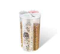 Yeswell Airtight Food Storage Containers, 4 Grids Sealed Jar Cereal Storage Box with Lids, Transparent Plastic Airtight Best Dry Food Storage Containers, Multiple Spaces Cereal Dispensers