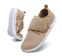 YESWIN Diabetic Walking Shoes for Women Wide Toe Box Non Slip Comfortable Breathable Zero Drop Barefoot Shoe with Adjustable Strap for Neuropathy, Edema, Swollen Feet, Elderly, Pregnancy, Khaki, 8.5