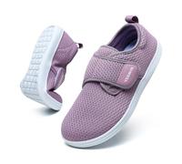 YESWIN Diabetic Walking Shoes for Women Wide Toe Box Non Slip Comfortable Breathable Zero Drop Barefoot Shoe with Adjustable Strap for Neuropathy, Edema, Swollen Feet, Elderly, Pregnancy, Purple, 8.5