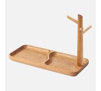 YESWOOD Solid Acacia Catch-All Tray, Decorative Wooden Organiser with Branch Stand for Keys, Jewellery & Watches, Natural Grain Desk Tray (Acacia Wood)