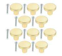 Yetaha 10Pcs Brass Drawer Knobs, Round Door Knobs, Gold Brass Hardware Cupboard Knobs for Chest of Drawers with Screws