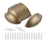 Yetaha 10PCS Vintage Alloy Shell Pulls Brushed Brass Cup Cabinet Kitchen Door Drawer Handles Furniture Knobs Chinese Dumplings Cupboard Antique Pull Handles, 80*30mm Antique Bronze